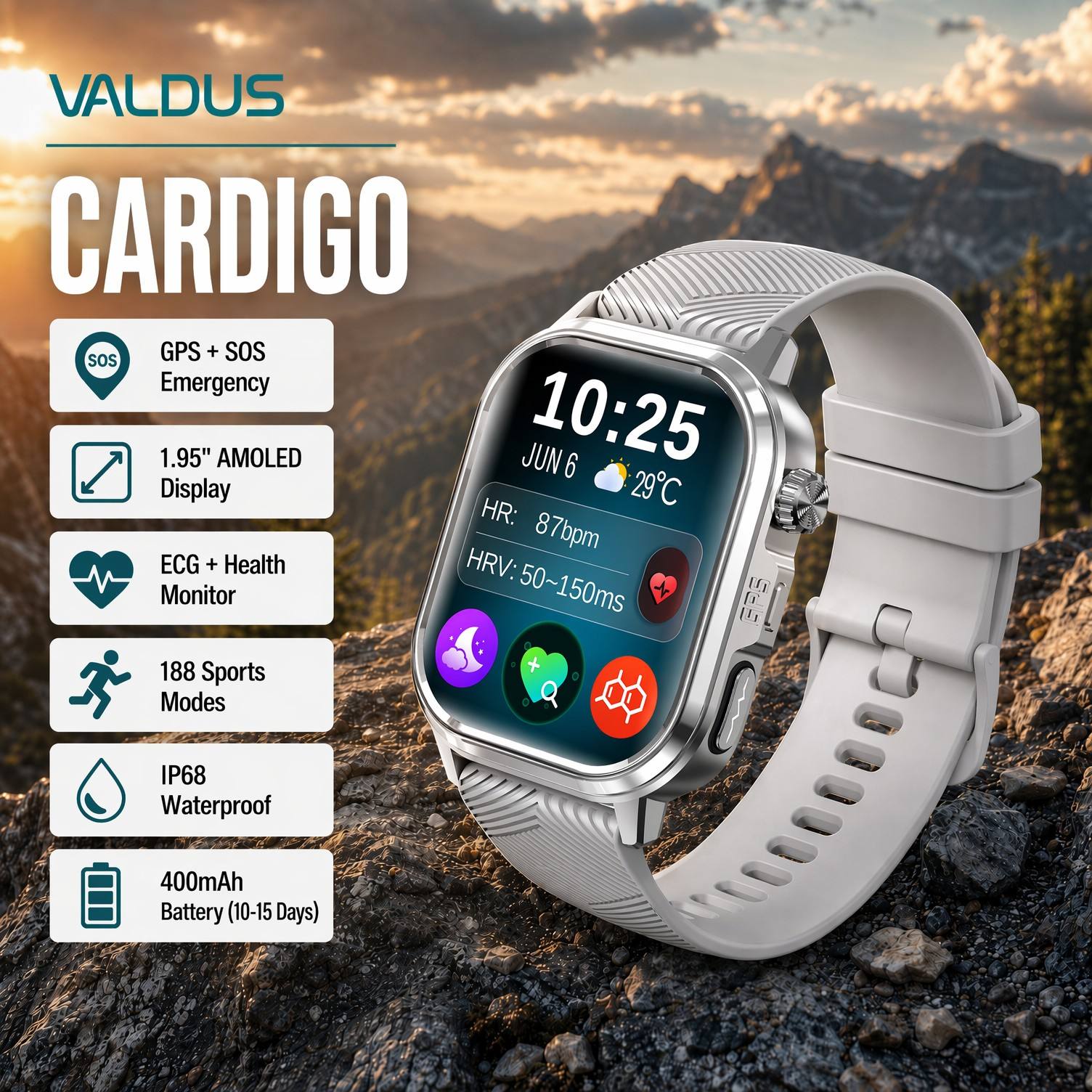Smartwatches - VALDUS CARDIGO Men Women ECG Health