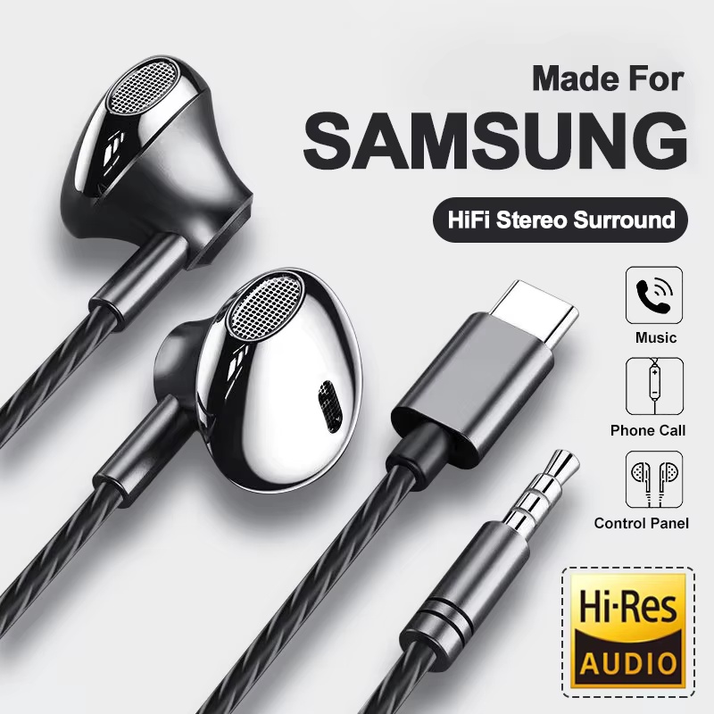 Type C Wired Earphones With Mic - Type-C In-Ear Wired Karaoke Headphones 3.5mm