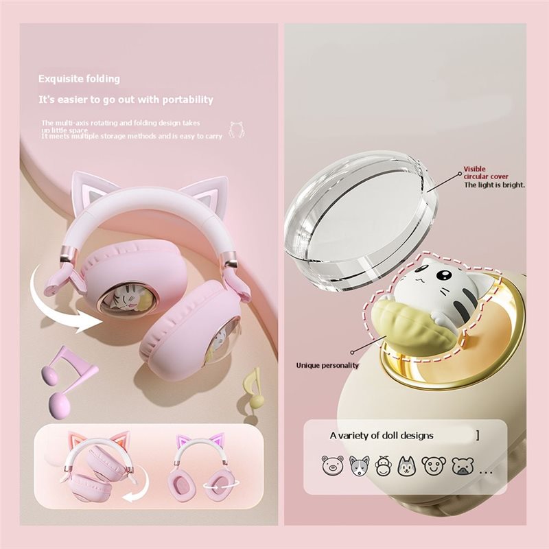 Foldable Bluetooth 5.3 Wireles - Cat Ear Bluetooth Headset Led recension och pris